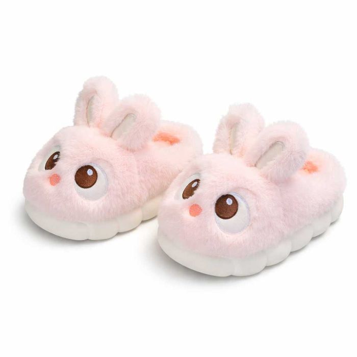 Детски 3D чехли зайче Весели Крачета розов заек с ушички домашни