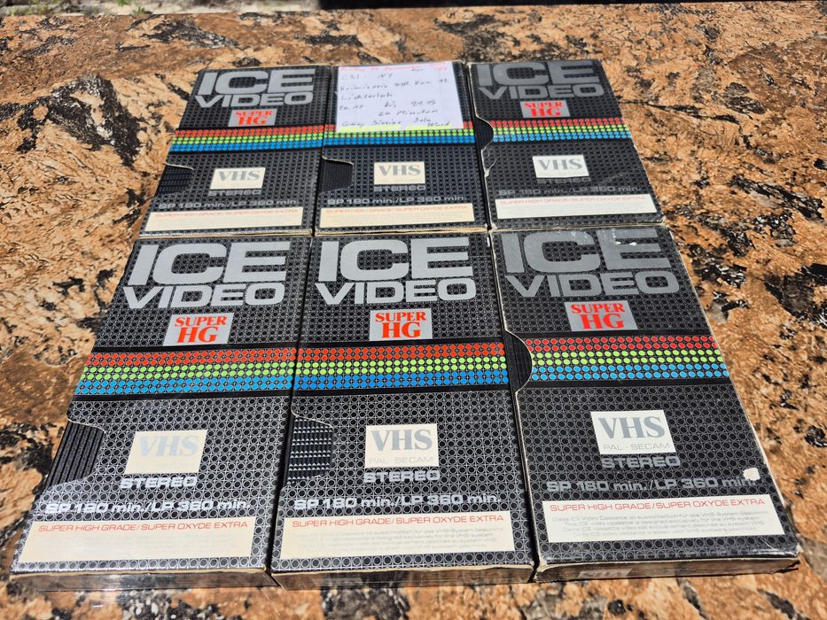 Vând Lot 12 casete video VHS originale ARIEX & ICE de 180,195,240  minute colectie de filme diferite genuri