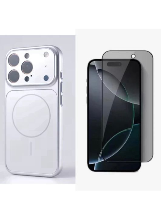 Husa Magsafe Glass + Folie Sticla Curbata Iphone 16/16 PRO/16 PRO MAX