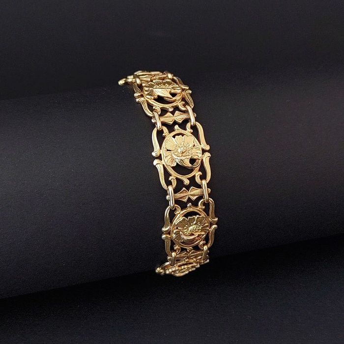 bratara autentica Art Nouveau, antique, aur 18k, certif.