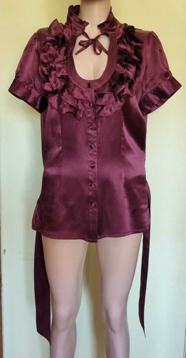 Camasa arhitecturala, matase naturala 100%, burgundy, marimea L