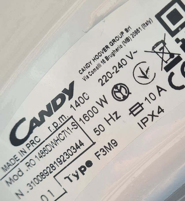 WiFi Пералня CANDY RO 1486 DWHC7/1-S А+++/-40%, 8.0 kg, 1400 об/min
