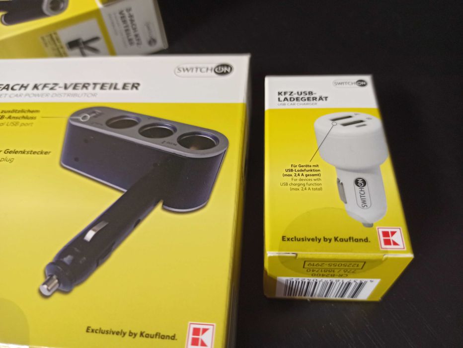 SET (nou sigilat) încărcător auto splitter (distribuitor) TRIPLU bricheta + incarcator auto telefon sau tableta usb DUBLU