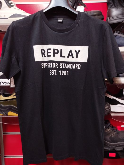 Оригинална тениска Replay L нова мъжка черна памучна