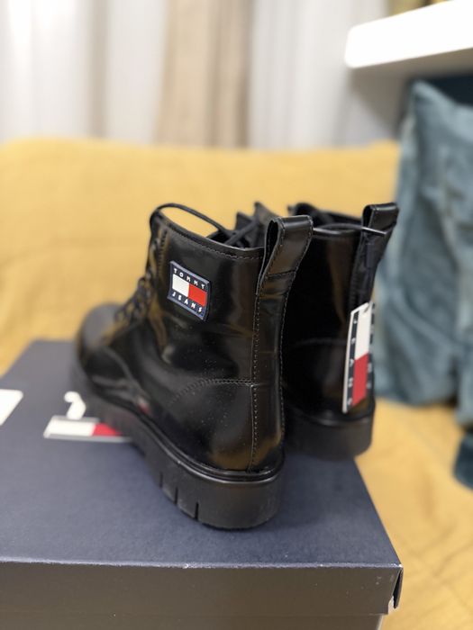 Tommy Jeans Lace-Up ghete dama din piele neagra marimea 40 noi