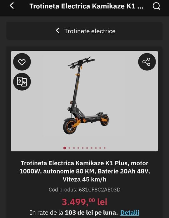 Trotineta kamikaze k1 plus