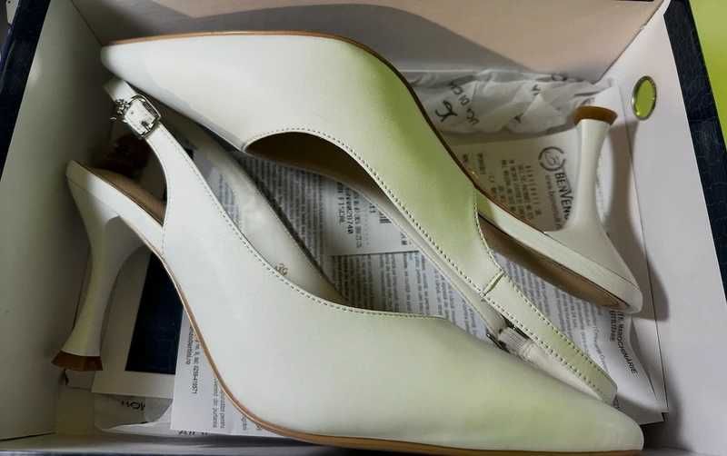 Pantofi Mireasa stiletto slingback femei Luca di Gioia albi din piele