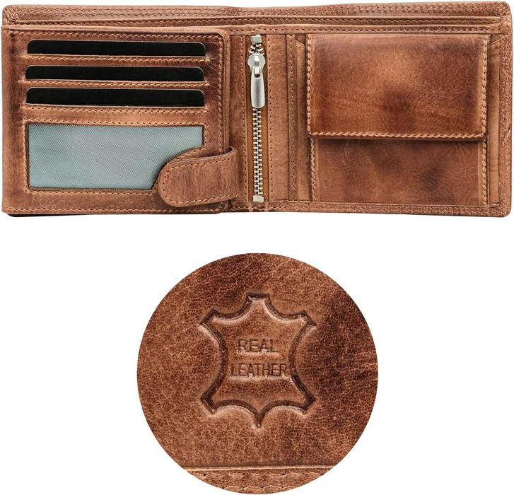 Portofel Volmer din piele naturala, cu cusatura dubla,