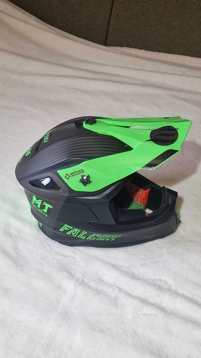 Casca Moto Enduro Falcon System D6 Matt Fluor Green -marimea M