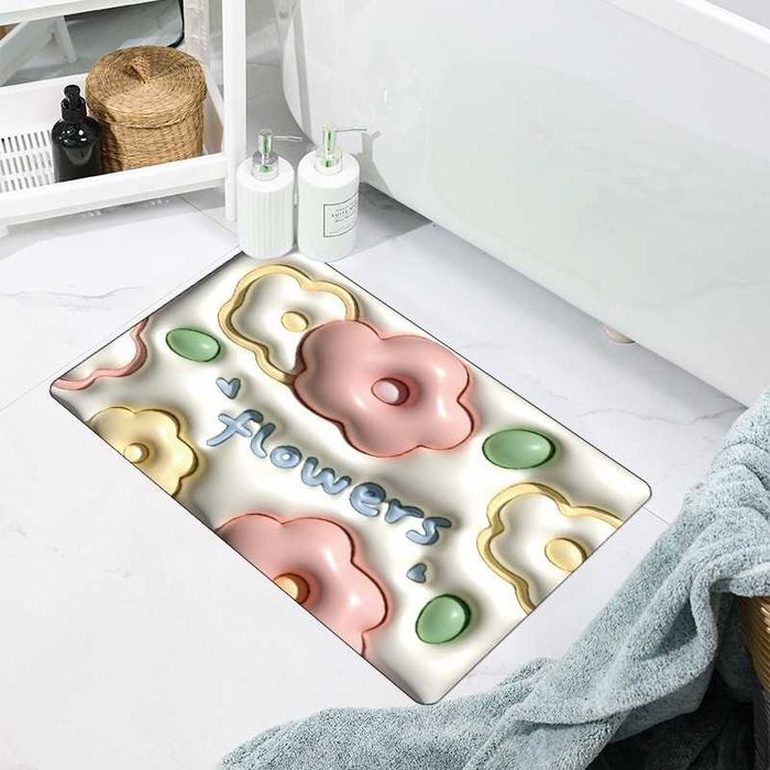 Бързо съхнеща триизмерна постелка за баня в различни разцветки 60х40см