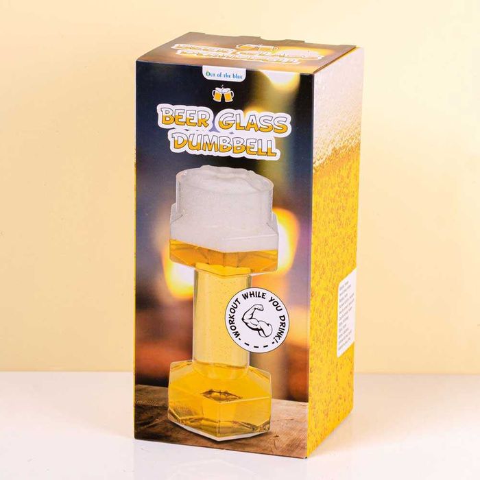 Стъклена халба за бира Дъмбел - 700 мл