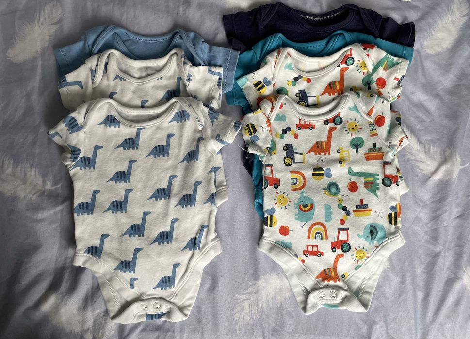 Лот Бебешки бодита с къс ръкав 10бр. George Primark - 3-6месеца