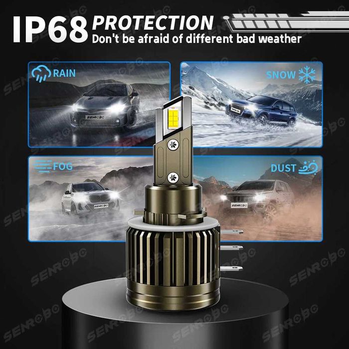 Мощни LED Крушки H15 Златна Серия – 100W – Перфектен Фокус  ГАРАНЦИЯ