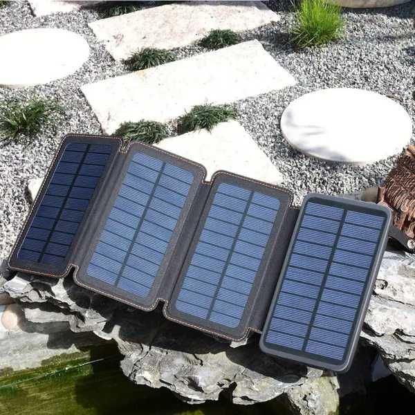 Baterie Camping Externa, Solara Power Bank 20 000 mAh 4 Panouri, Nou!