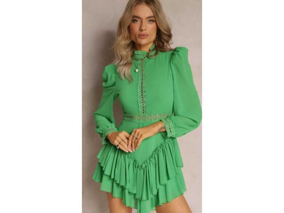 Rochie verde cu volane