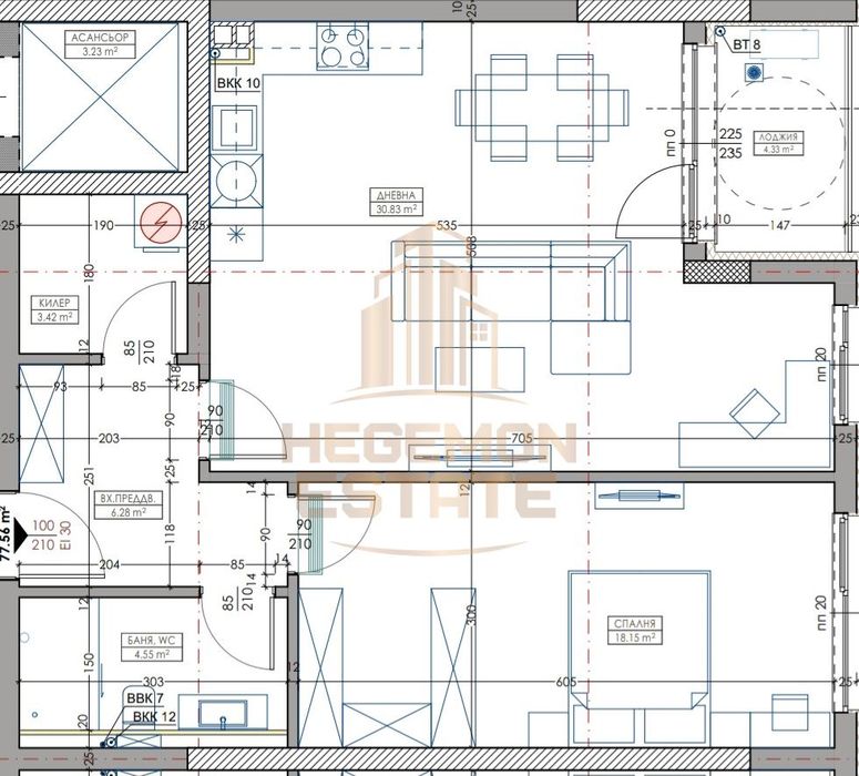 2-стаен, Варна-Владиславово площ 92