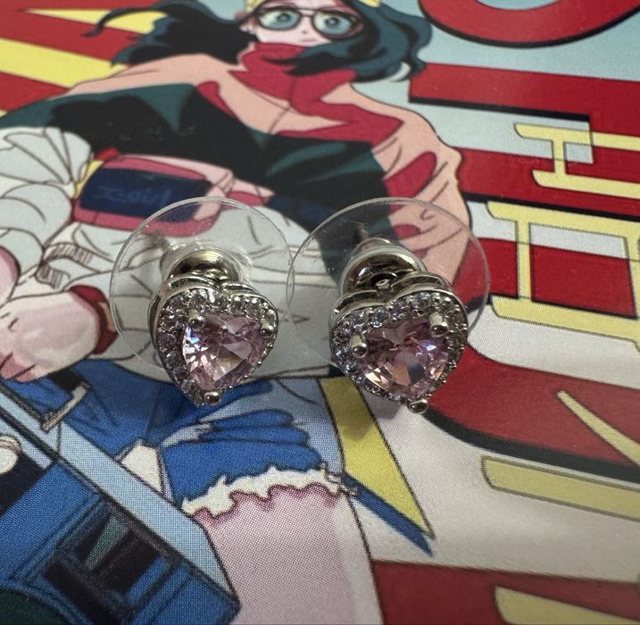 сережки сердечки гвоздики бижутерия