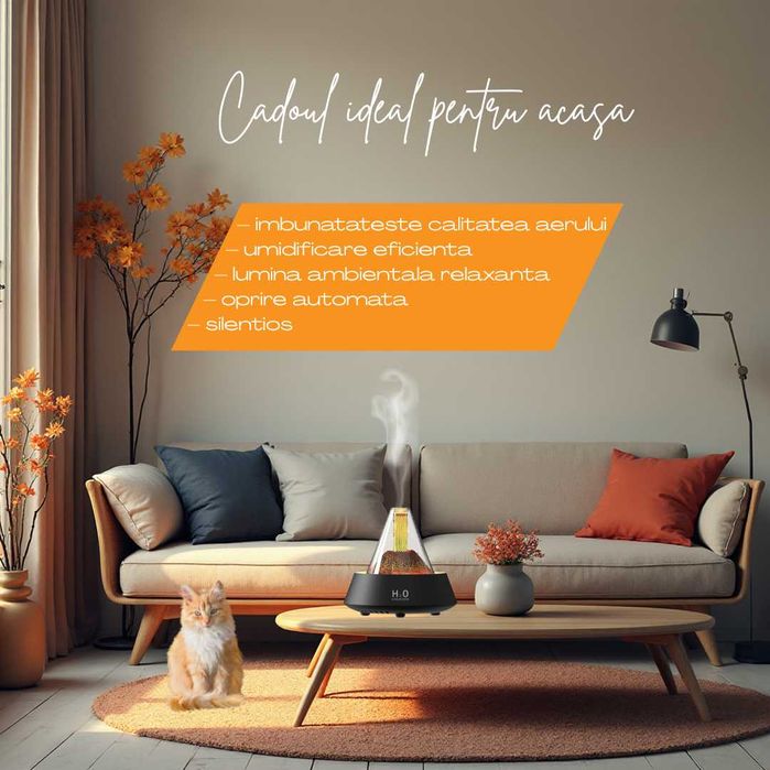 Difuzor aromaterapie ultrasonic si umidificator, lumina ambientala