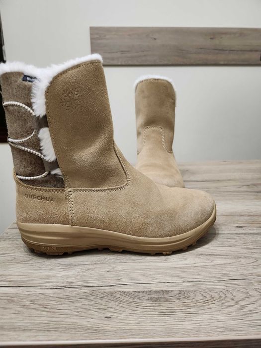 Дамски непромокаеми кожени ботуши за преходи в сняг SH500