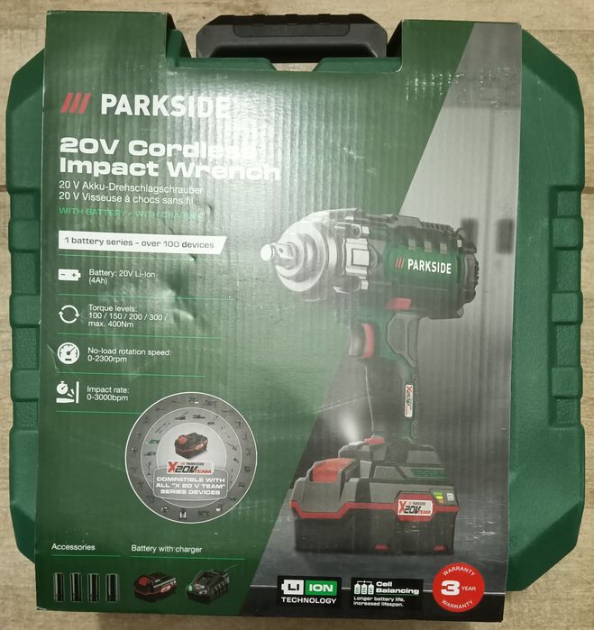 Parkside pistol roti C4 filetanta percutie impact pe baterie 20V 4A 8A