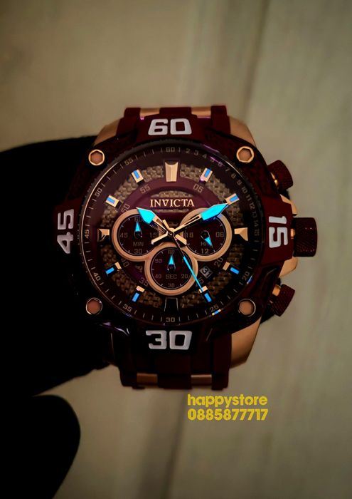 INVICTA Pro Diver Rush Red/Gold 52 mm, Инвикта нов ръчен часовник