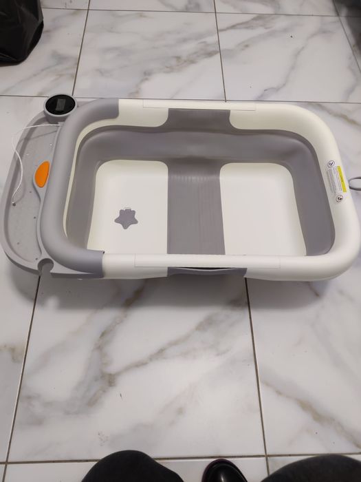 Cadita bebe gri cu termometru