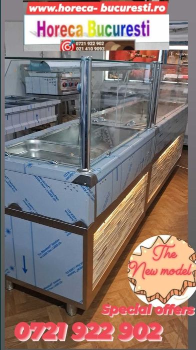 BAIN Marie 3-6GN Geam CURB / Vitrina CALDA- RECE / AUTOSERVIRE Horeca/