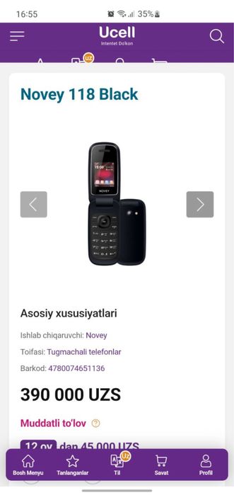 Novey i118 idial holatda sroshni sotiladi