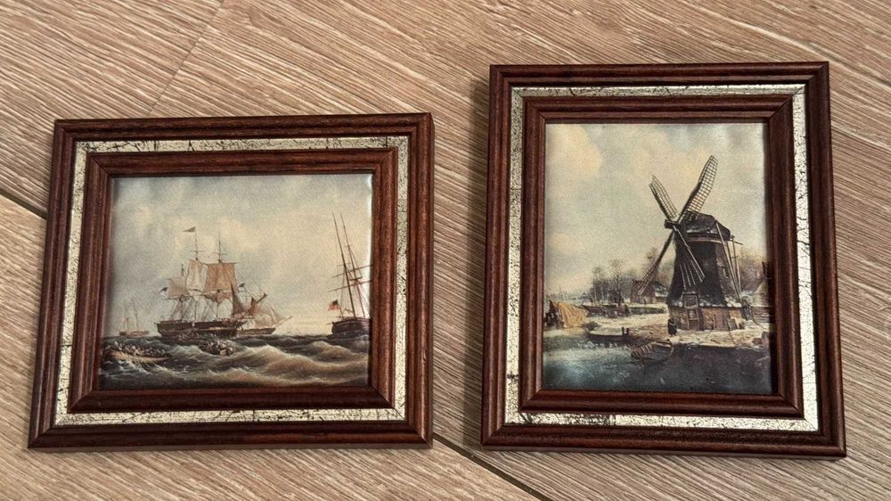 Комплект малки картини, коприна– 11см/ 9.5см