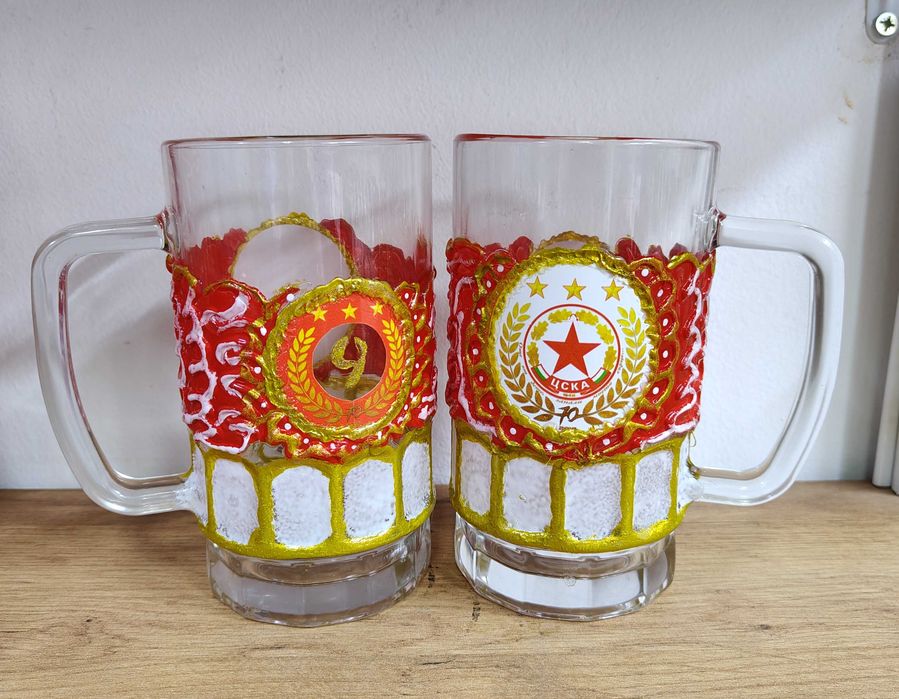 Ръчно декорирани бирени халби ЦСКА – уникален подарък