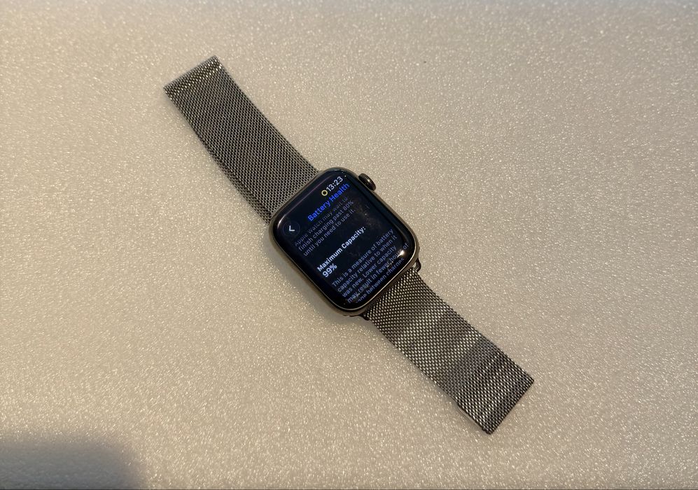 **ATS GSM**Apple Watch 7 45mm Stainless steel/Baterie99%/Fact+Gar