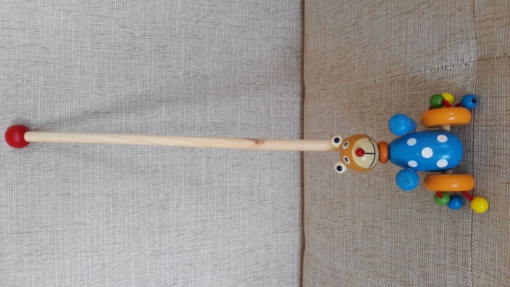 Детски дървена буталка / дърпалка - животни