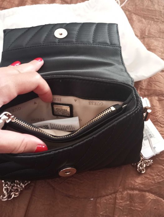 Guess Оригинална черна дамска чанта супер луксозна от Guess