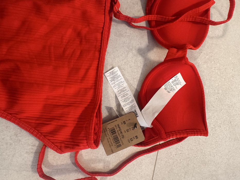 Costum de baie rosu intarit push up marime XS