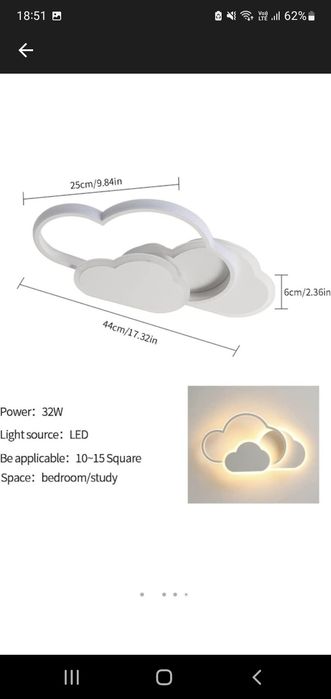 Plafoniera LED, Fier/Acril, 32W, Alb