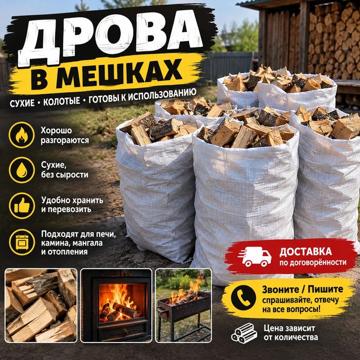 Дрова900тг мешок доставка есть