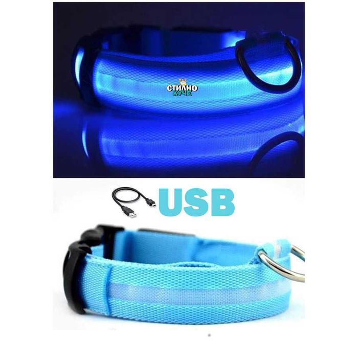 Светещ нашийник за куче с USB зареждане Кучешки светещи нашийници