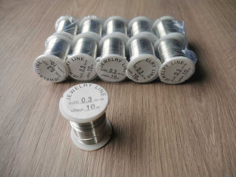 Fir metalic sarma pentru bijuterii 0,3 mm, argintiu, set 25 role x 10m