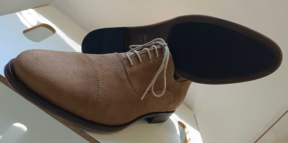 Pantofi oxford 44 44.5 cap toe premium Minelli NOI piele naturala moal