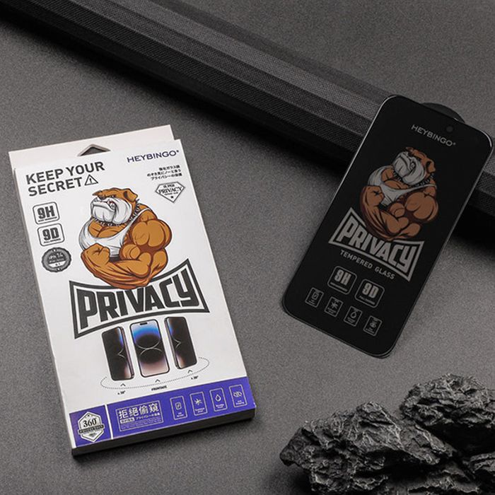 Folie Privacy iPhone 13 PRO HEYBINGO, din Sticla Securizata Duritate 9H, Nu Lasa Amprente