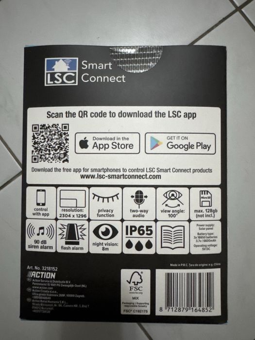 LSC Smart Connect  Cameră PTZ alimentată cu energie solară  1296p HD