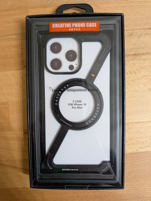 Husă iPhone 16 Pro Max inedită, cu marginile libere, inel, metalică