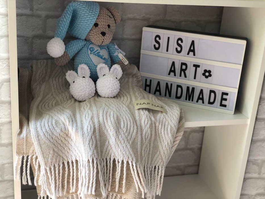 Плетени декоративни мечета  с плюшена прежда