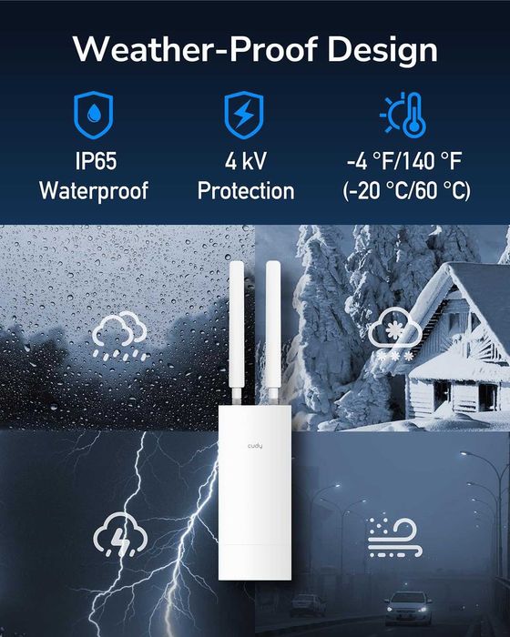 Cudy 4G LTE Outdoor Рутер (Отключен) – Външен Wi-Fi, IP65 Водоустойчив