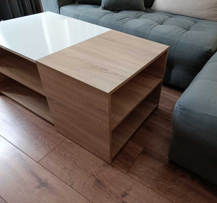 Холна маса, дъб сонома + бял