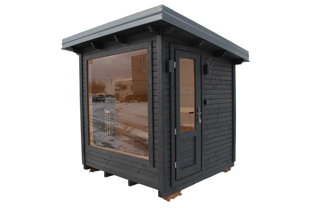 Sauna panoramica exterior model SQUARE 2MX2MX2.4M lemn sau electric