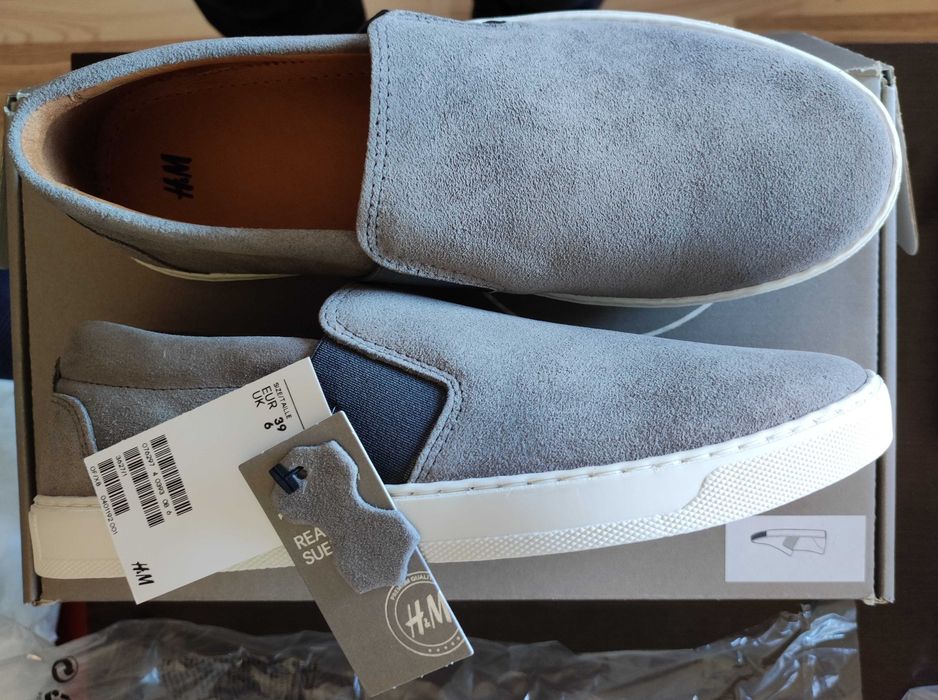 2 pantofi sneakers/loafers unisex din piele H&M/BP mar.39, noi, etich.