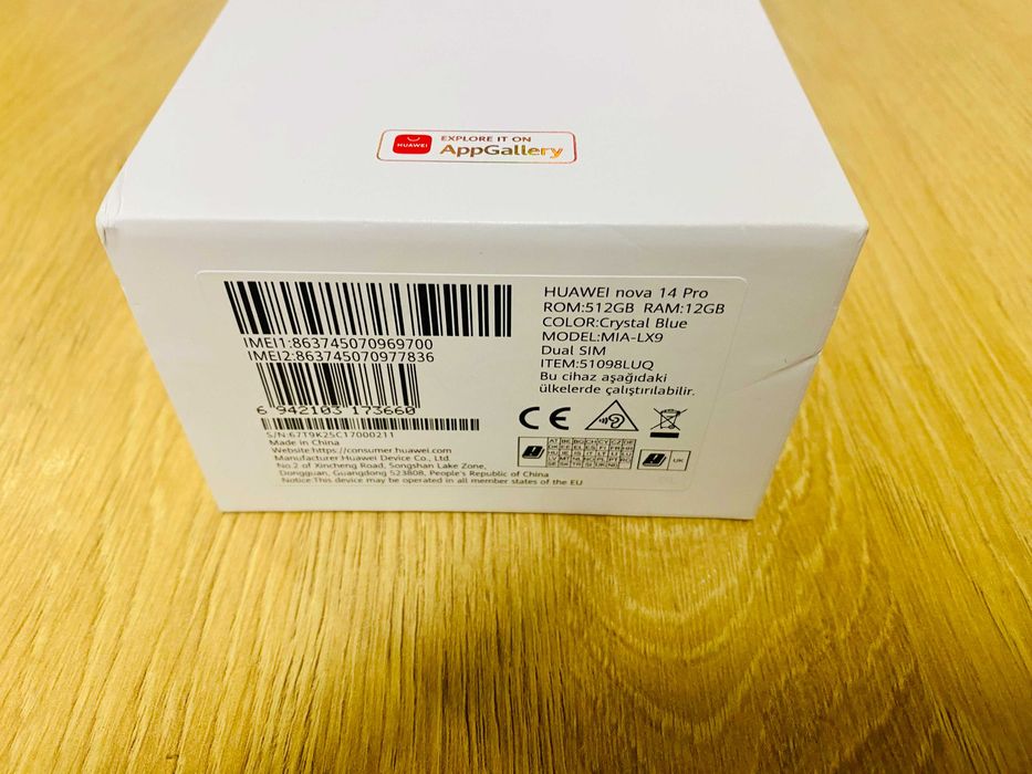 ЧИСТО НОВ !!! Huawei nova 14 Pro, Dual SIM, 12GB RAM, 512GB, Crystal Blue, 24 М. ГАР.