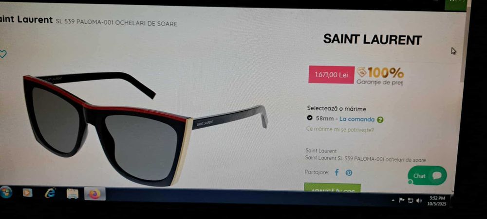 Ochelarii de soare pt Dama Saint Laurent Paloma made Italy Produs nou