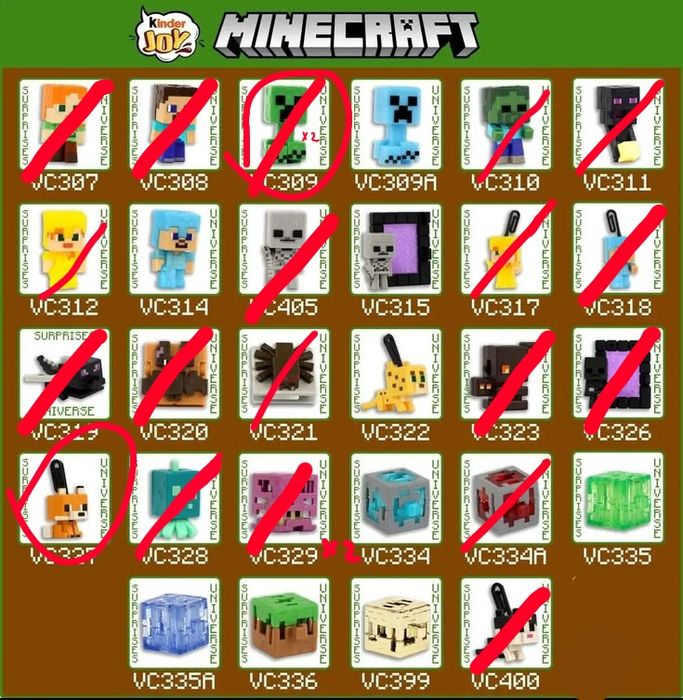 обмен или продажа фигурок Kinder Joy Minecraft